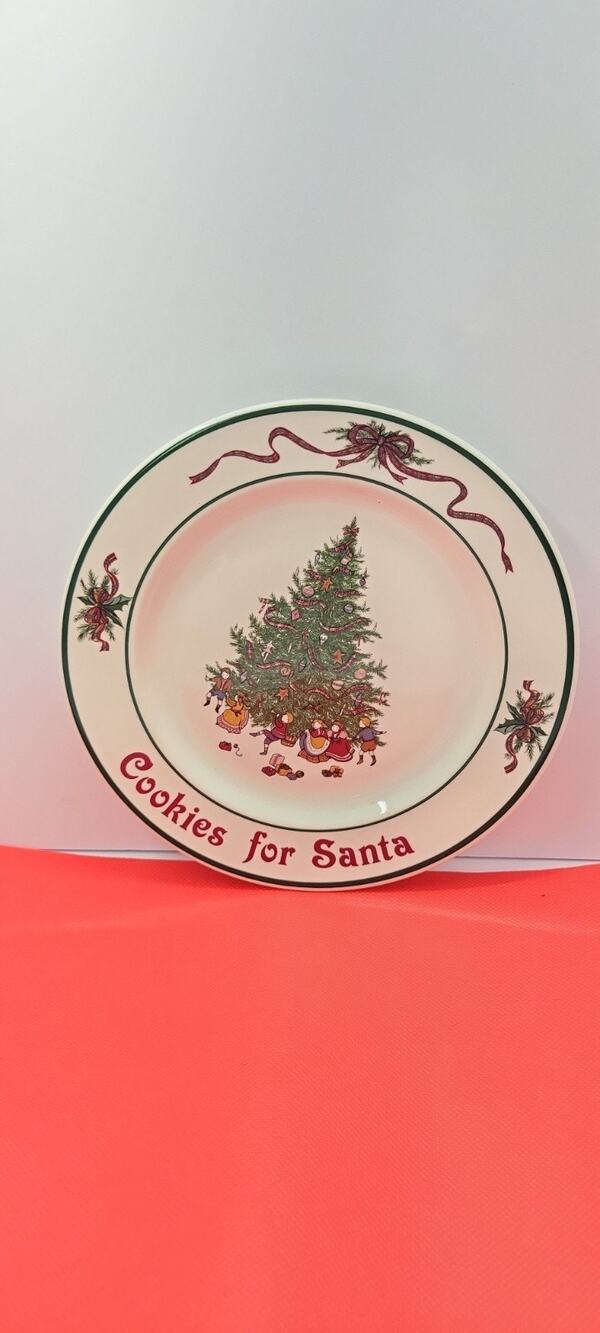Vintage The Cellar O’ Tannenbaum Cookies For Santa Plate 7.5” Christmas Tree Hol